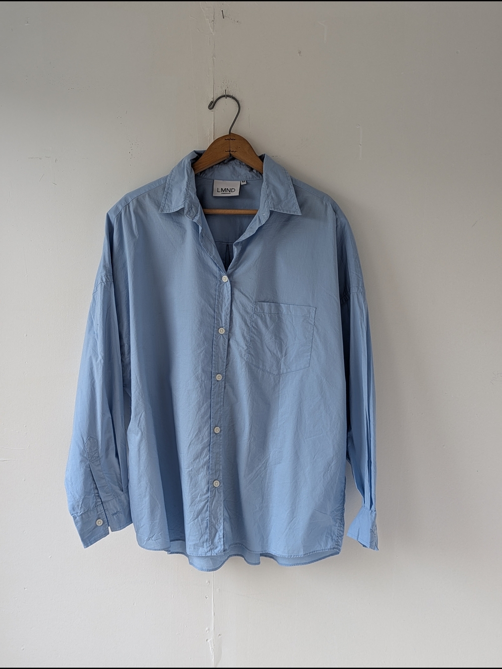 LMND Lemonade Light Blue Relaxed Button-Down Shirt 100% Cotton Size Medium